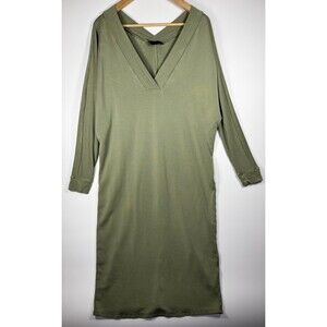 Hatch Dress Womens Small Green Long Sleeve Tencel Spandex V Neck Pullover Midi